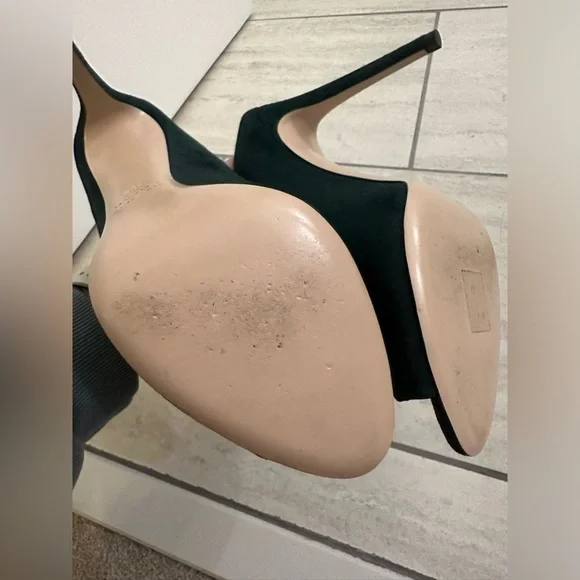 Miu Miu - Green Suede - Peep Toe Lace Up Mule heel - size 38.5 - EUC - Picture 5 of 10